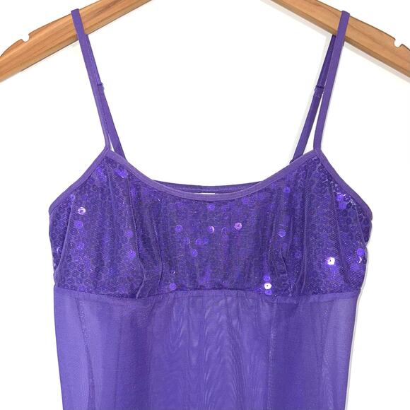 Vintage Victoria’s Secret Y2K Fairy Purple Sequin Mesh Babydoll Slip Dress M - Picture 4 of 13